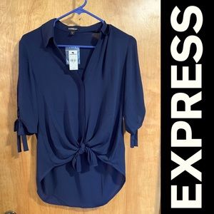 Hi-lo button up tie shirt